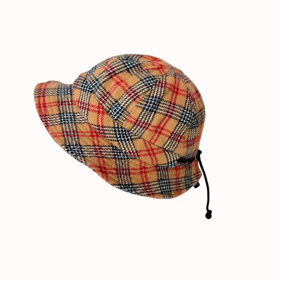 Vintage Fall Vibes Bucket Hat Windowpane Plaid Adjustable Drawstring For Women - Picture 7 of 11